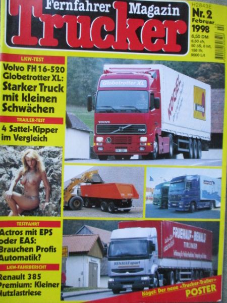 Trucker Fernfahrer Magazin 2/1998 Volvo FH 16-520 Globetrotter XL, Renault 385 Premium