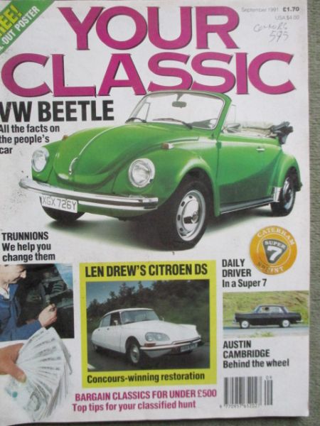 Your Classic 9/1991 VW Beetle Convertible,Austin Cambridge,Citroen D Super 5,Caterham Super7