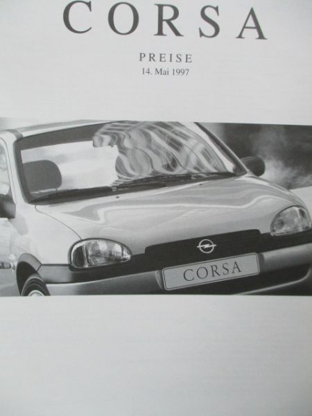 Opel Corsa B Preisliste 14.Mai 1997 33kw 40kw 12V 44kw 66kw 16V 1.7d 1.5TD