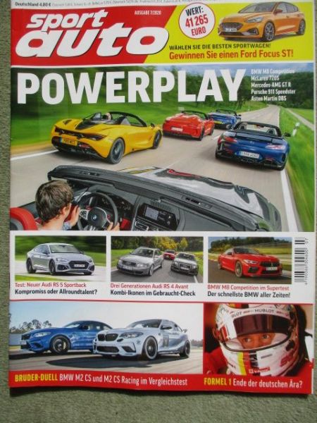 sport auto 7/2020 BMW M8 Competition Cabrio vs. McLaren720S vs. AMG GT R vs. 992 Speedster vs. DBS,M8 Coupé