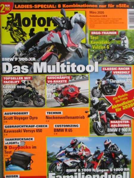 Motorradfahrer 3/2020 Triumph Thruxton RS,Ducati Panigale V4S,BMW F900 R/XR,Kawasaki Z650,Kawasaki Vulcan S,