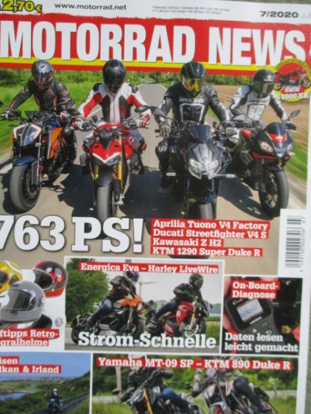 Motorrad News 7/2020 Aprilia Tuono V4 Factory vs. Ducati Streetfighter V4S vs. Kawasaki Z H2 vs. KTM 1290 Super Duke R