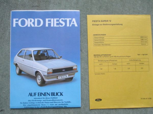 Ford Fiesta MK1 Bedienungsanleitung 29kw 33kw 39kw 49kw November 1980