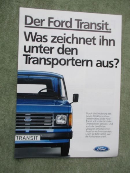 Ford Transit Pressestimmen August 1984 Prospekt