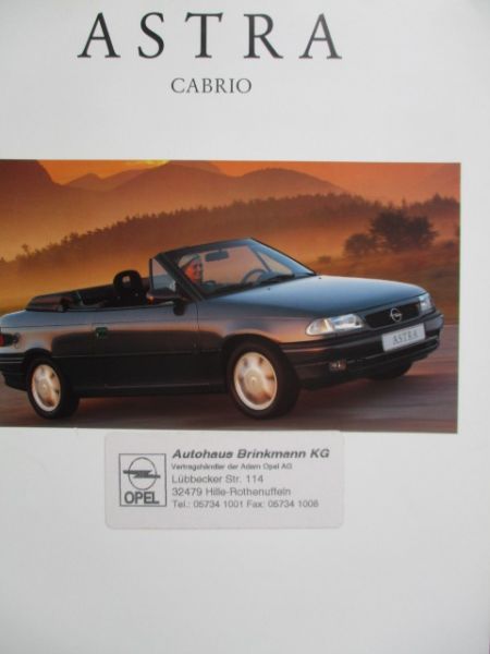 Opel Astra F Cabrio Katalog November 1994 1.6 +1.8 16V