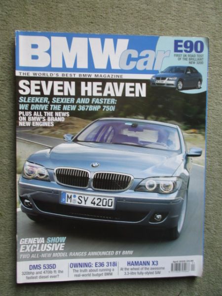 BMW Car 4/2005 320d E90,118SE E87,R1200RT,DMS 535d E60,3.0Si E3,Hamann HM3.3 E83,750i E65,318i E36,M3 E30