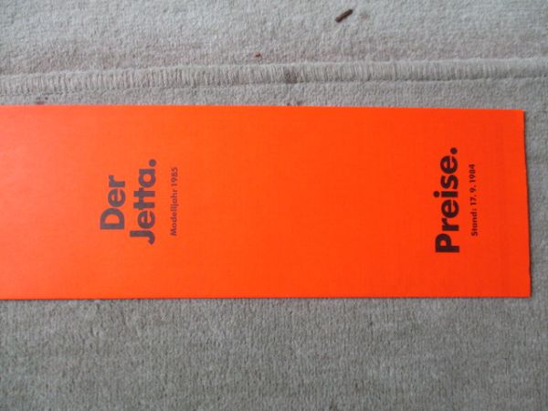 VW Jetta C CL GL Carat +GT Preisliste Modelljahr 1985