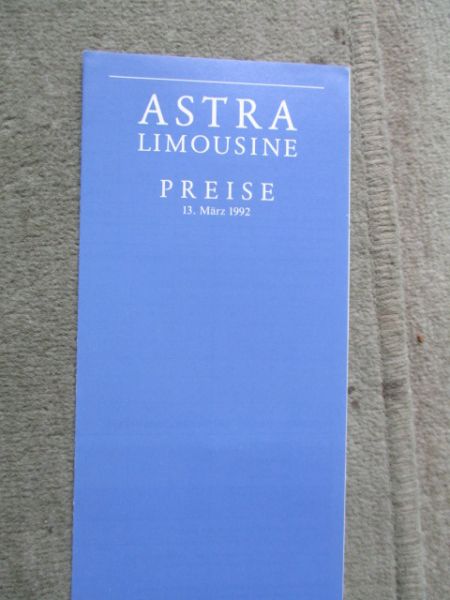 Opel Astra F Caravan Preisliste August 1991 GL Club