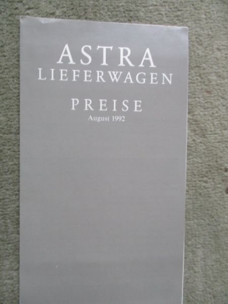 Opel Astra F Lieferwagen 44kw 55kw +1.7DR 44kw Preisliste August 1992