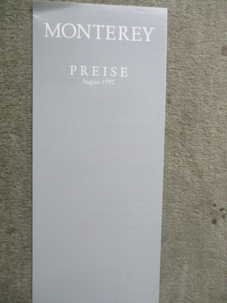 Opel Monterey RS LTD Preisliste August 1992