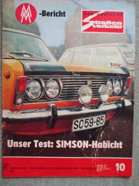 Der Deutsche Straßenverkehr 10/1972 Test Simson Habicht SR4-4