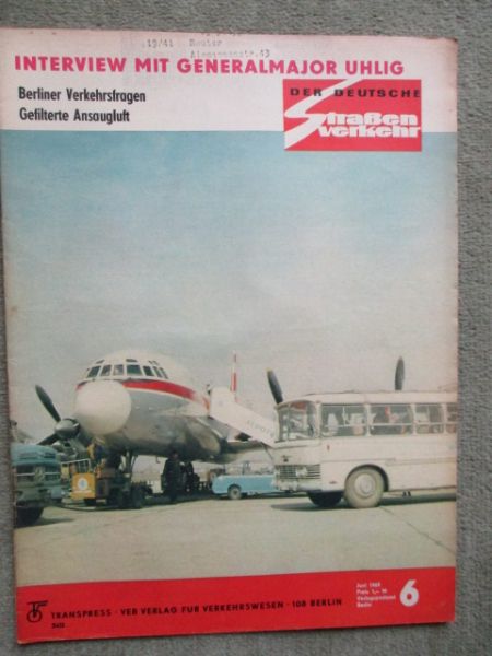 Der Deutsche Straßenverkehr 6/1969 Berliner Verkehrsfragen,Gefilterte Ansaugluft