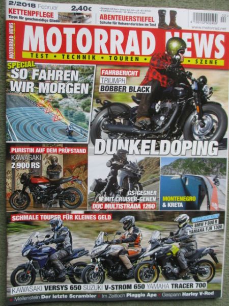 Motorrad News 2/2018 Ducati Multistrada 1260,Kawasaki Z900RS,Trimph Bobber Black,