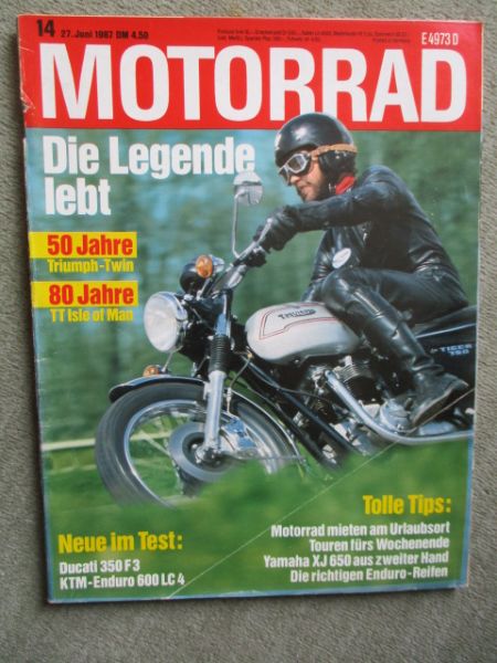 Motorrad 14/1987 KTM 600 LC4, Yamaha XJ650, Ducati 350 F3,