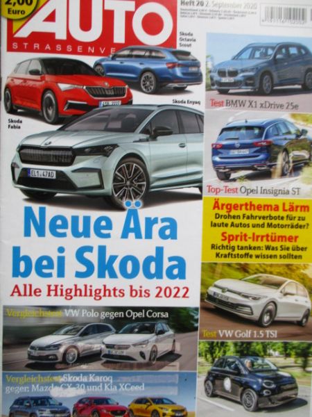 Auto Strassenverkehr 20/2020 bMW X1 xdrive25e,Insignia ST, VW Golf8 1.5TSI,Fiat 500e,Renegade 4xe,