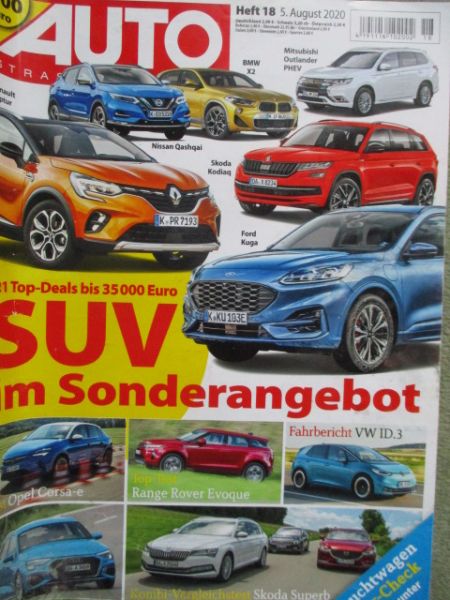Auto Strassenverkehr 18/2020 VW ID.3, Opel Corsa-e,Range Rover Evoque, A3 Sportback,Superb vs. Passat Variant vs. Mazda6