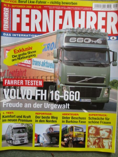 Fernfahrer Magazin 9/2006 Volvo FH 16-660,Renault Premium 450.18T,