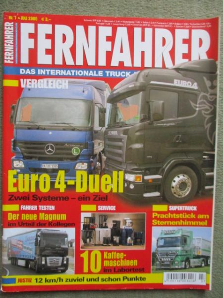 Trucker Fernfahrer Magazin 7/2005 neue Renault Magnum,Vergleich Actros 1844 Euro 4 und Scania R420 Euro4,