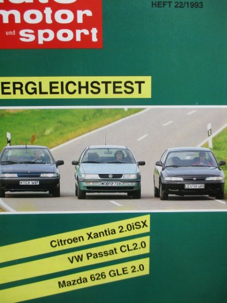 auto motor und sport 22/1993 Vergleichstest Citroen Xantia 2.0iSX vs. VW Passat CL 2.0i vs. Mazda 626 GLE 2.0