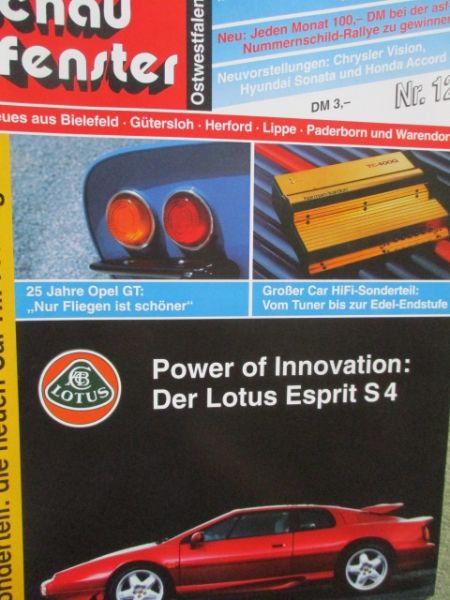 auto schau fenster 12/1993 Lotus Esprit S4, 25 Jahre Opel GT,Chrysler Vision,Volvo 440/460,Honda Accord,Hyundai Sonata