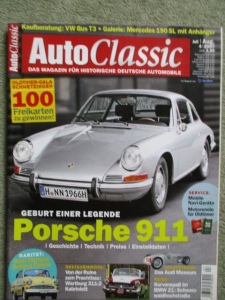 AutoClassic 4/2007 Porsche 911,Wartburg 311-2 Kabriolet, Opel Olympia Rekord Cabrio,Kaufberatung VW T3,Ford Puma