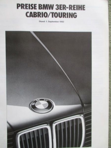 BMW 318i 320i 325iCabrio E30+M3 Cabrio,316i touring 318i touring 325i +iX Touring,324td Touring 15.April 1992