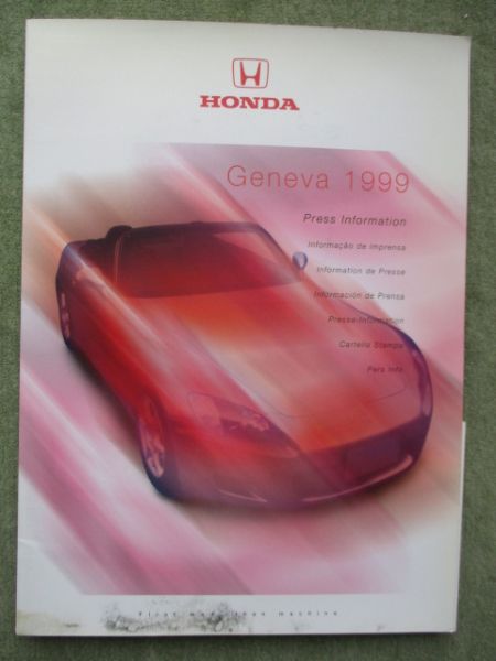 Honda Genf 1999 Pressemappe S2000 +Logo +HR-V +Accord +Coupé V6 +Diskette +Fotos