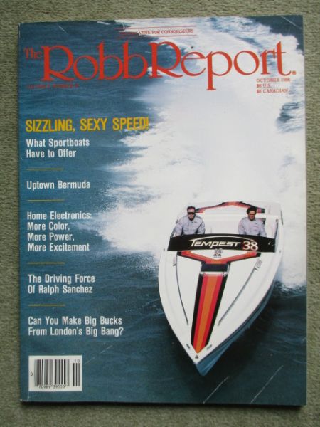 Robb Report 10/1986 Excalibur Cars,Tempest 38,