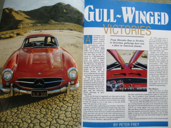 Robb Report The Magazine for Connoisseurs 12/1986 500SEC by SGS Styling Garage,Lister Jaguar,AMG 300E W124,