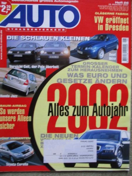 Auto Straßenverkehr 26/2001 VW Polo vs. Golf,ibiza 1.9tdi, Jazz,Cuore vs. Micra 1.4 vs. Mini One,SL 55AMG,Zafira 1.6 CNG