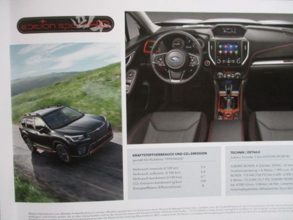 Subaru Forester Sonderediton Sport 40 Katalog +Preisliste  August 2020