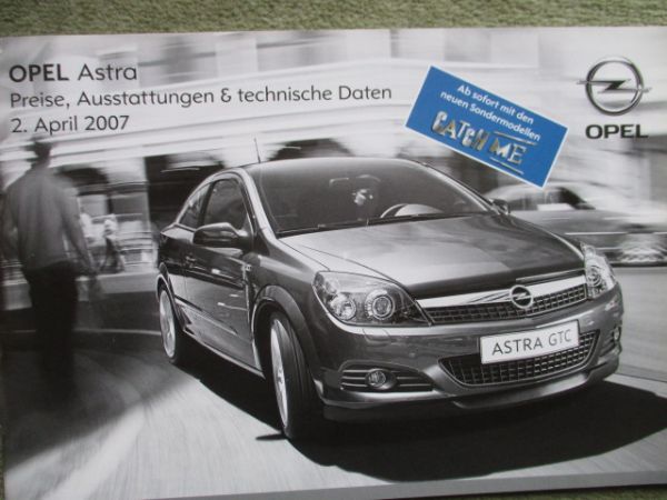 Opel Astra H GTC Preisliste 2. April 2007