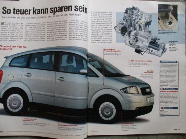 Auto Straßenverkehr 1/2000 Audi A2 1.2TDI 3l,Seat leon 1.6,Astra G 2.0TDI 16V,Focus Turnier 1.8,Kaufberatung Mittelklasse