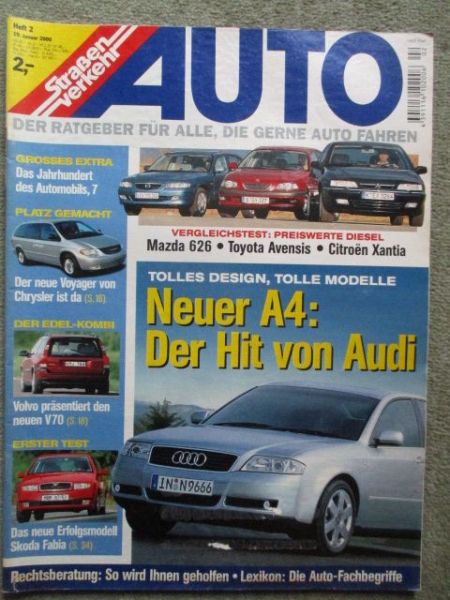 Auto Straßenverkehr 2/2000 A4,Chrysler Voyager,Volvo V70, Mercedes Benz ML270CDI,Daithatsu Sirion 4WD