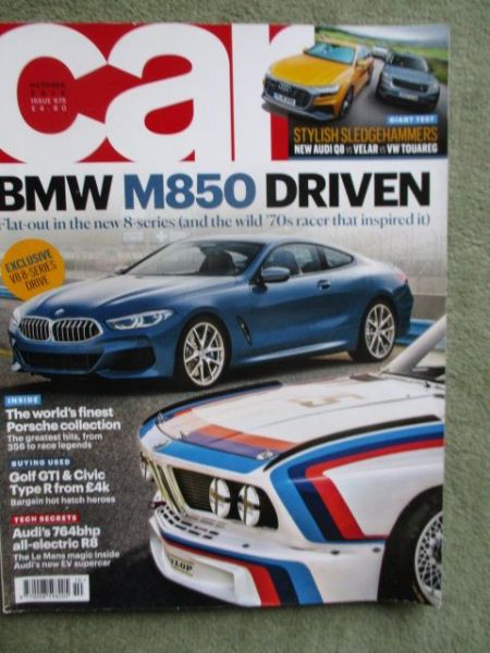car 10/2018 BMW M850i G15 3.0CSL E9,Dallara Stadale,i30 Fastback N, Range Rover Sport P400e,Fabia,Nissan Leaf vs. e-Golf