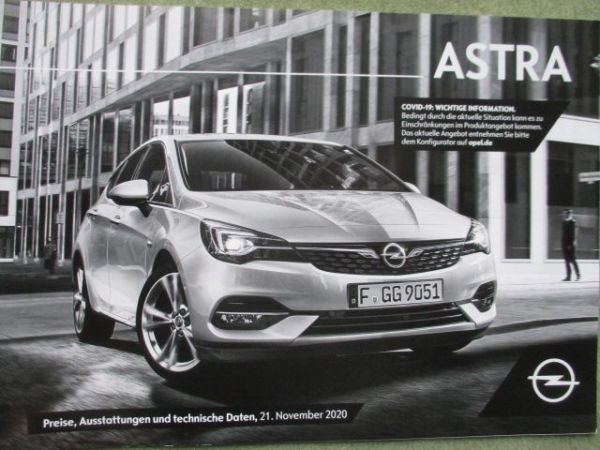 Opel Astra K +Sports Tourer Edition +GS Line Preisliste November 2020