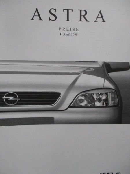 Opel Astra G Limousine 3-türig 4-türig 5-türig +Caravan Preisliste Januar 1999