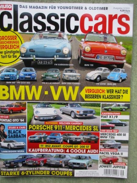 Auto Zeitung classiccars 9/2021 M3 E46 vs. Golf R32,411LE Variant vs. 2000 touring,Käfer vs. BMW 600,