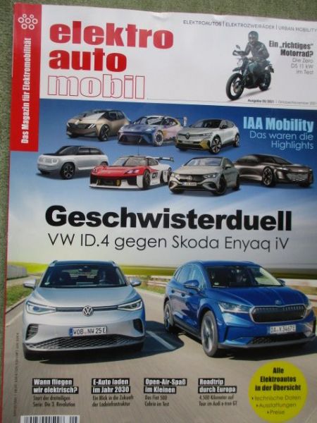 elektro auto mobil 5/2021 VW ID.4 vs. Skoda Enyaq iV,Audi e-tron GT, Fiat 500 Cabrio, BMW iX3,eCitan