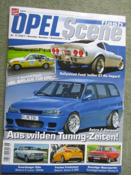 Opel Scene flash 6/2021 Rekord C Luxus 1900S,Corsa E OPC,Ascona A,Astra F Caravan,GT,Rocks-e