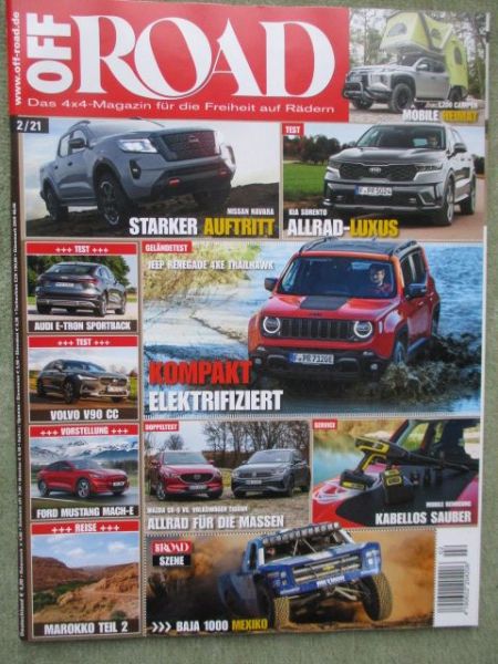 Off Road 2/2021 Nissan Navara,Ford Mustang-E,Nissan Qashqai,Jeep Renegade Trailhawk,Kia Sorento,Audi e-tron sportback