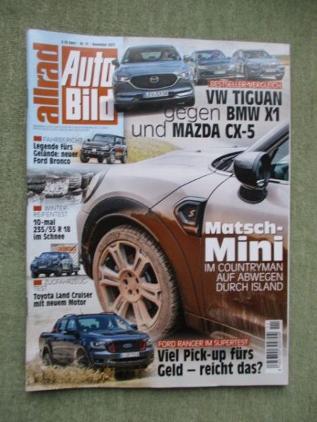 Auto Bild allrad 11/2021 Dacia Duster,Ford Bronco 2.7V6 Badlands,Mercedes Sprinter 4x4,Porsche Macan,Hyundai Ionic 5