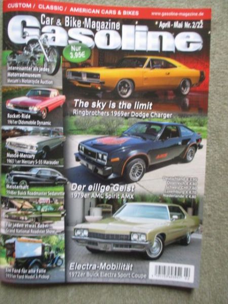 Gasoline Car & Bike Magazin 2/2022 Ringbrothers 69er Dodge Charger,Mercury S-55 Marauder,Oldsmobile Dynamic