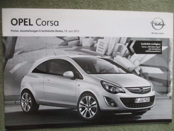 Opel Corsa D 3-türig 5-türig Preisliste 19.November 2012