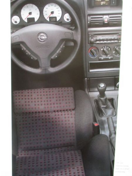 Opel Astra G Ausstattungsübersicht Katalog Comfort Elegance Sportive+Hifi+Navigation+Farben/Polster März 1998