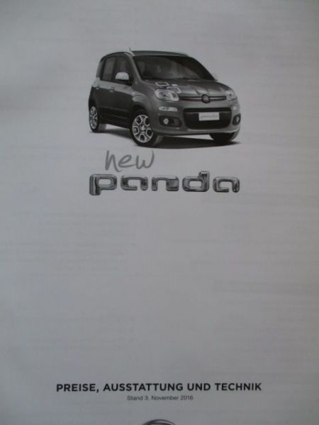 Fiat new Panda Preisliste 3.11.2016 Pop Easy Lounge 4x4 +Cross