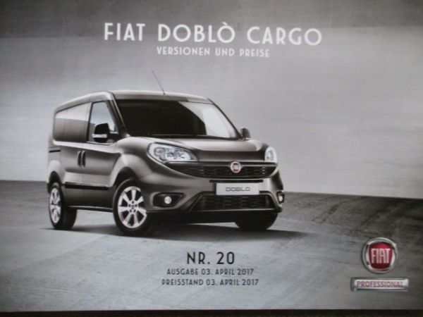 Fiat Dobló Cargo Versionen und Preise April 2017 Kastenwagen Work UP/FG +Kombi