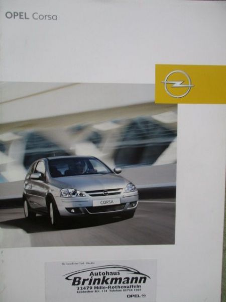 Opel Corsa C 3-türig 5-türig Eco +Enjoy +Cosmo +Sport +GSi Katalog Januar 2004