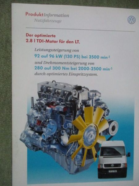 VW LT Nutzfahrzeuge 2.8L TDI Motor 96kw Produktinformation intern Januar 1999