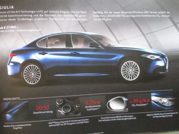 Alfa Romeo Stelvio Quardrifoglio +Advanced Edition +Gulia +QF +Giulietta Super +Mito+4C Spider Coupé Januar 2018